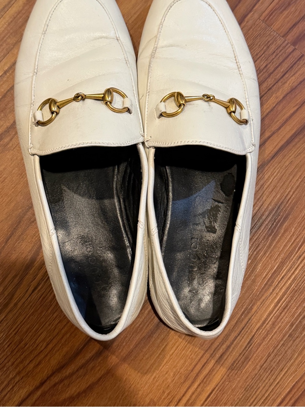 Gucci White Leather Horsebit Loafers - Picture 3 of 7